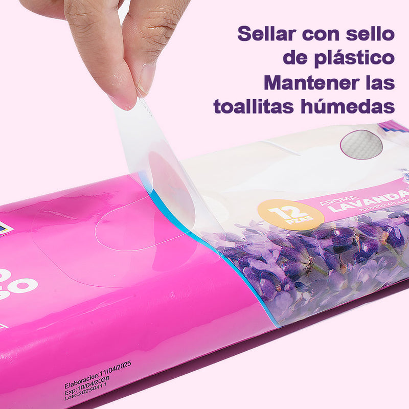 AILEDA 薰衣草香型一次性带孔湿拖布 40×60cm 平板拖把专用除尘拖地湿巾 袋装 12 片