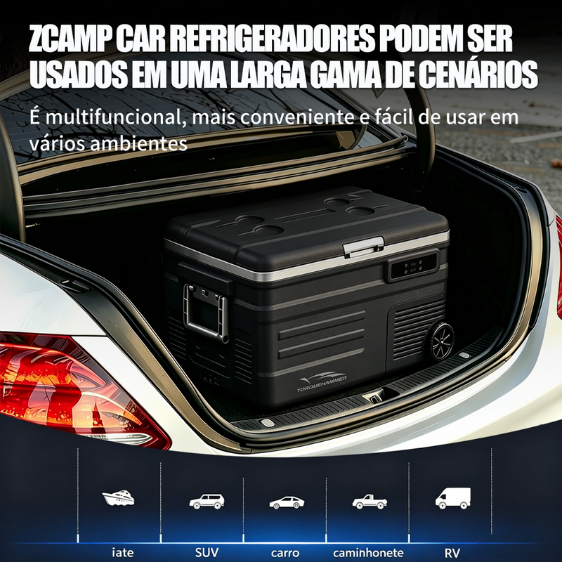TORQUEHAMMER ZCAMP 46L 车载压缩机冰箱 -20℃~20℃ 手机APP智能控制 ECO/MAX双模式 15分钟急速制冷 可折叠手柄+滑轮 低噪音 车家两用 自驾露营钓鱼房车全场景适用
