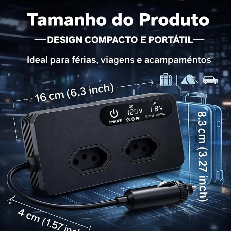 TORQUEHAMMER VPL-3601 200W 车载逆变器 12V 转 110V 纯正弦波 双 USB + 双 Type-C 快充 实时屏显 11 重安全保护 小巧便携 笔记本/CPAP/无人机/相机/露营供电全能搭档