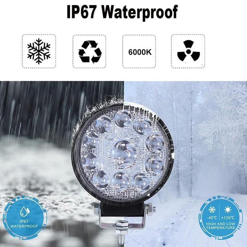 TORQUEHAMMER VPL-7312 2 件装 27W LED 辅助灯 3030LM 6000K 白光 IP67 防水防尘 9-50V 宽电压 180° 可调角度 越野/工程/船舶/应急救援/农场作业多场景适用