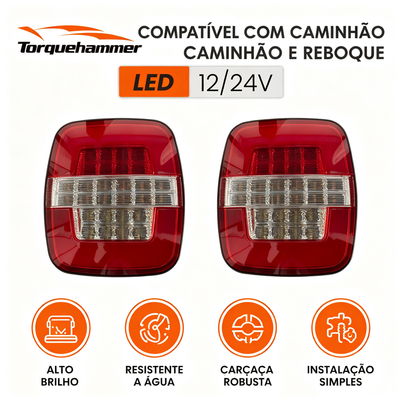 12V/24V通用LED卡车尾灯 IP65防水四功能一体Marmitão货车挂车刹车转向倒车示宽尾灯总成