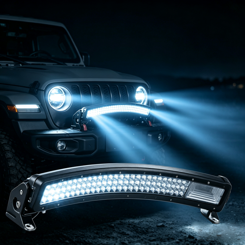 459W 弧形 LED 长条射灯 越野车弧形工作灯 15300 流明 9-50V 通用 IP67 防水 7000K 白光皮卡前杠车顶辅助灯 VPL-7402 分段式产品详情文案