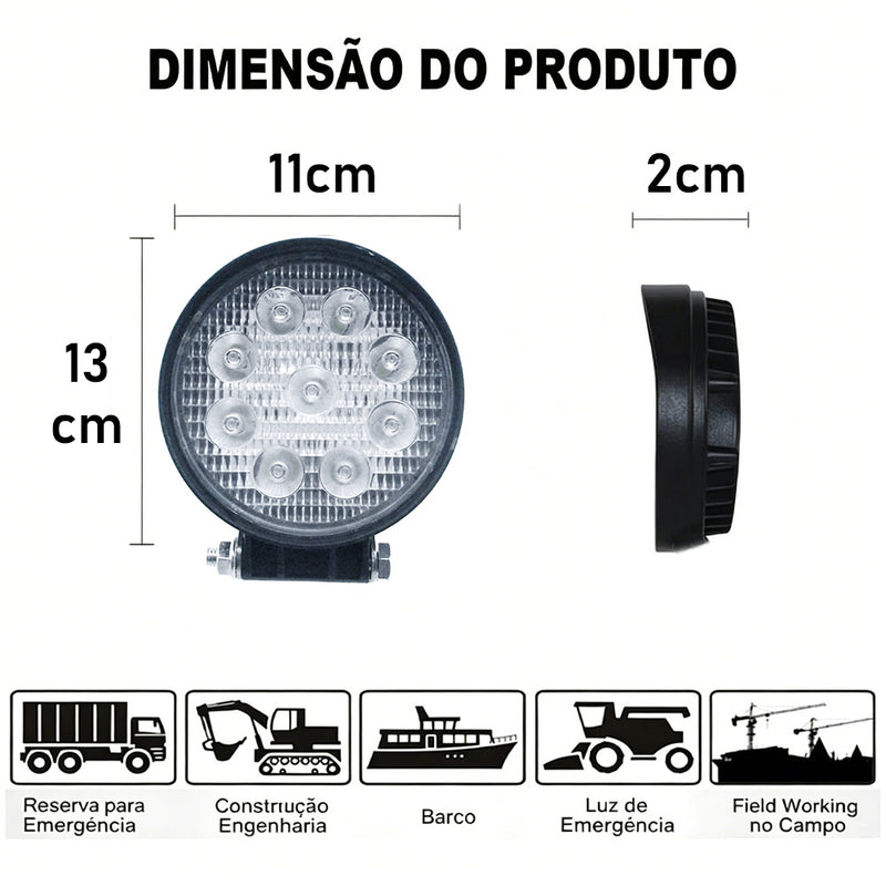 TORQUEHAMMER VPL-7312 2 件装 27W LED 辅助灯 3030LM 6000K 白光 IP67 防水防尘 9-50V 宽电压 180° 可调角度 越野/工程/船舶/应急救援/农场作业多场景适用