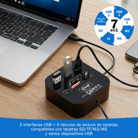 KNUP HB-T58 七合一 USB2.0 拓展 HUB 3 口 USB 分线器 + 四卡槽多功能读卡器一体扩展坞