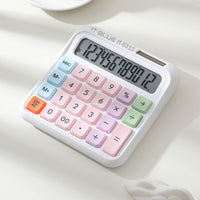 IT-BLUE IT-5313 马卡龙拼色太阳能计算器 12 位大屏办公财务计算器 学生便携双电源计算机