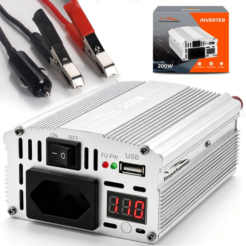 TORQUEHAMMER VPL-3651-2 200W 车载电源逆变器 12V 转 220V 纯正弦波 USB 充电口 小巧便携 自驾露营/商务出行/应急供电多场景适用