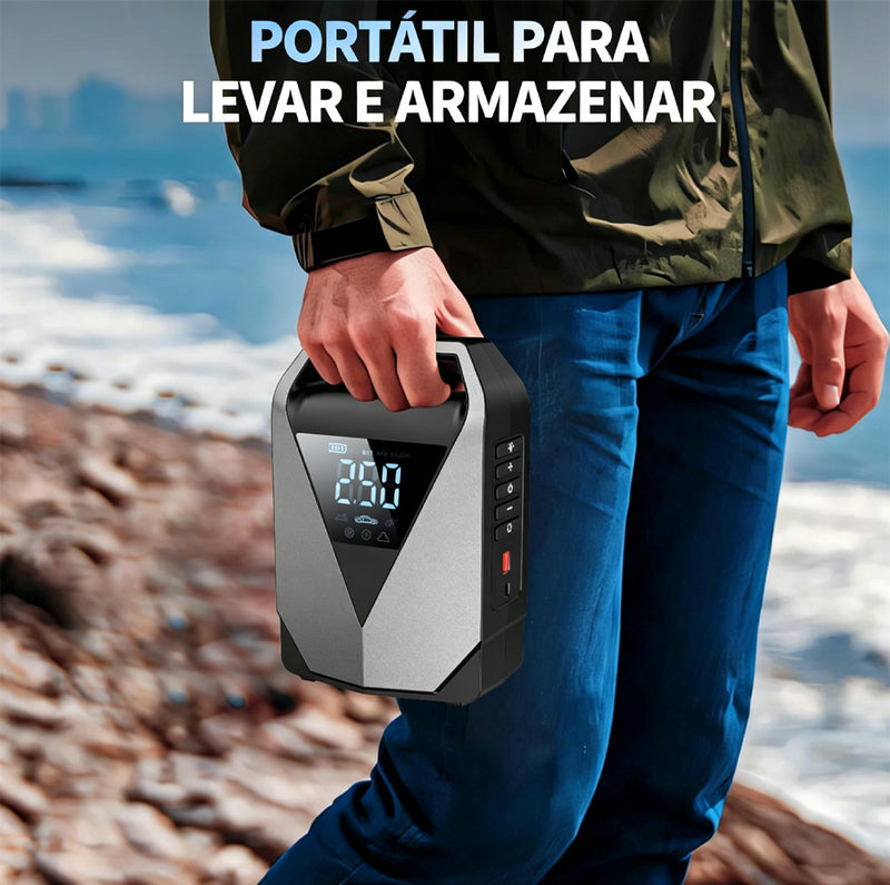 TORQUEHAMMER VPL-3705 8000mAh 无线汽车应急启动电源 12V 启动/无线充气泵二合一 3500A 峰值电流 支持 8.0L 柴油车 150PSI 高压充气 600 流明 LED 照明 10 重安全保护 四季全能应急工具