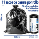 AILEDA 特大号平口加厚黑色垃圾袋 80×120cm 商用物业环卫 100L 大容量 PE 平口袋 单卷 10只