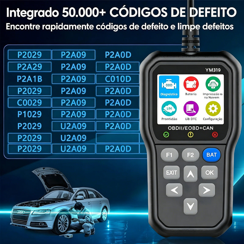 TORQUEHAMMER VPL-8201 OBD2 汽车故障诊断仪 2.4英寸 IPS 彩屏 读码清码 实时数据流 I/M 就绪检测 电池电压检测 支持 OBDII/EOBD/CAN 协议 1996 年后汽油车/柴油车通用 自助修车必备