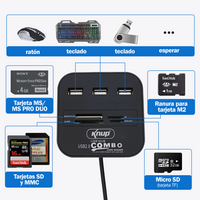 KNUP HB-T58 七合一 USB2.0 拓展 HUB 3 口 USB 分线器 + 四卡槽多功能读卡器一体扩展坞