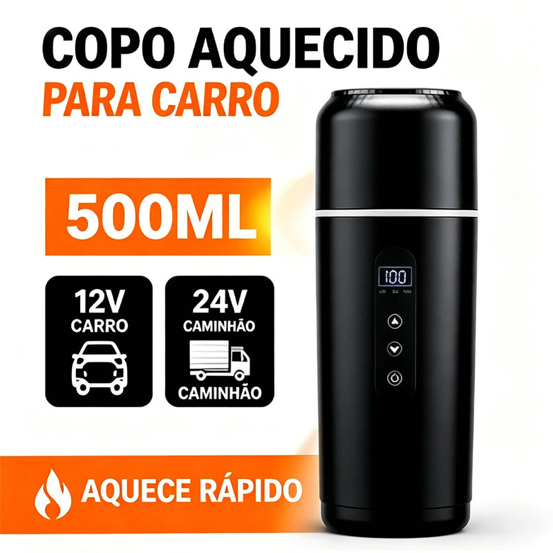 500ML 车载电热水杯 12V/24V 通用 304不锈钢内胆 五档智能温控 快速加热 三层防烫 防漏设计 长途自驾/户外露营/冲奶粉全能伴侣
