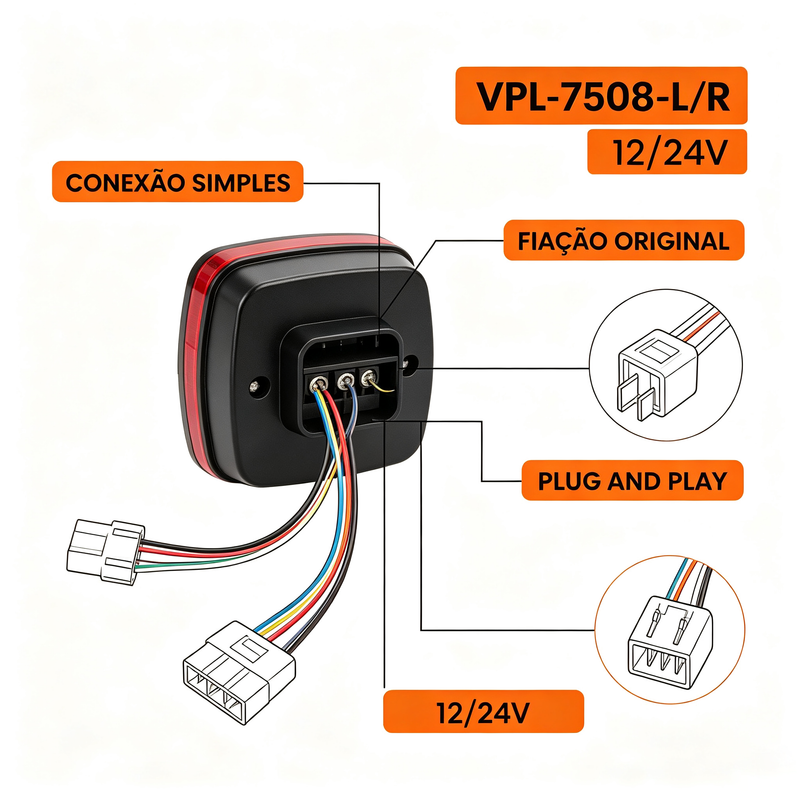 12V/24V通用LED卡车尾灯 IP65防水四功能一体Marmitão货车挂车刹车转向倒车示宽尾灯总成