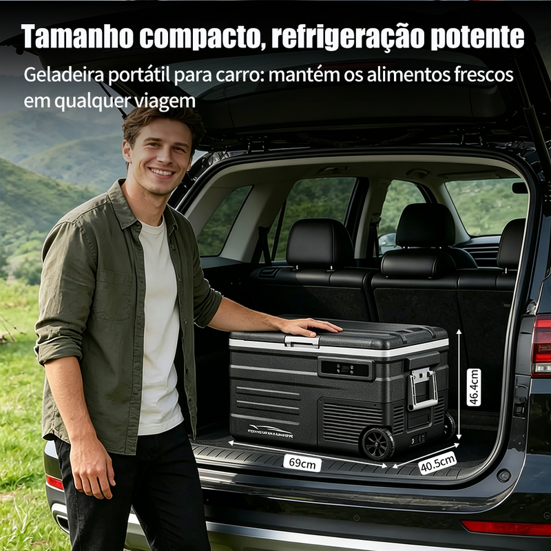 TORQUEHAMMER ZCAMP 46L 车载压缩机冰箱 -20℃~20℃ 手机APP智能控制 ECO/MAX双模式 15分钟急速制冷 可折叠手柄+滑轮 低噪音 车家两用 自驾露营钓鱼房车全场景适用