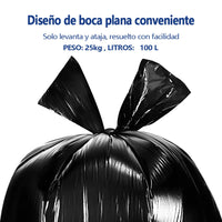 AILEDA 特大号平口加厚黑色垃圾袋 80×120cm 商用物业环卫 100L 大容量 PE 平口袋 单卷 10只
