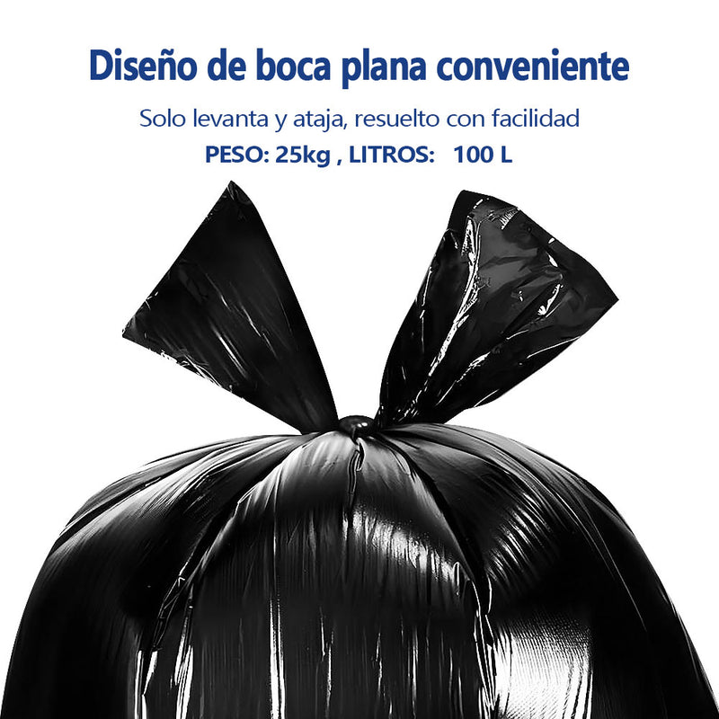 AILEDA 特大号平口加厚黑色垃圾袋 80×120cm 商用物业环卫 100L 大容量 PE 平口袋 单卷 10只