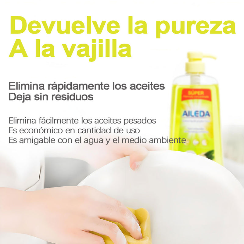 AILEDA 浓缩食品级洗洁精 1L 装 生姜 / 青柠 / 柑橘多香型果蔬餐具清洗剂 可洗碗机用厨房洗涤剂