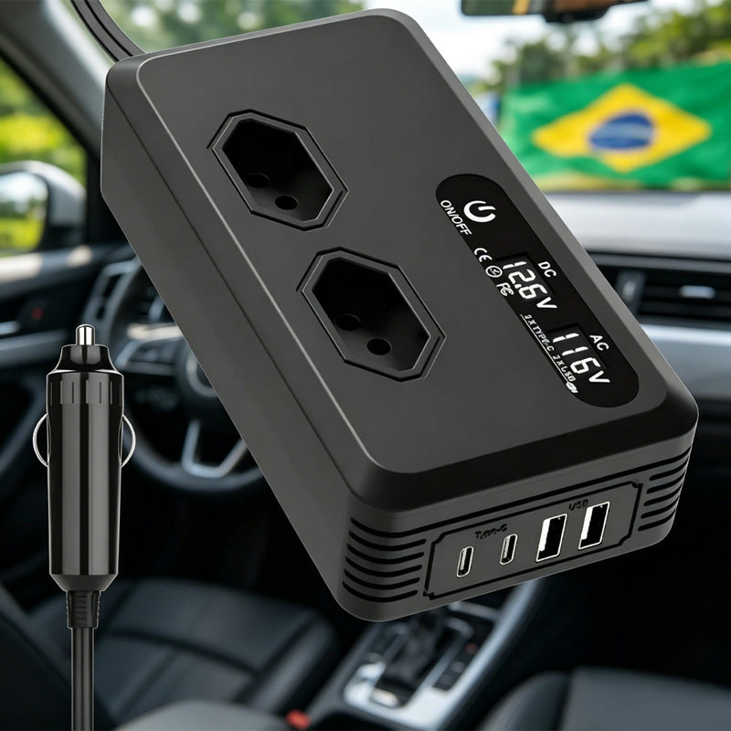 TORQUEHAMMER VPL-3601 200W 车载逆变器 12V 转 110V 纯正弦波 双 USB + 双 Type-C 快充 实时屏显 11 重安全保护 小巧便携 笔记本/CPAP/无人机/相机/露营供电全能搭档