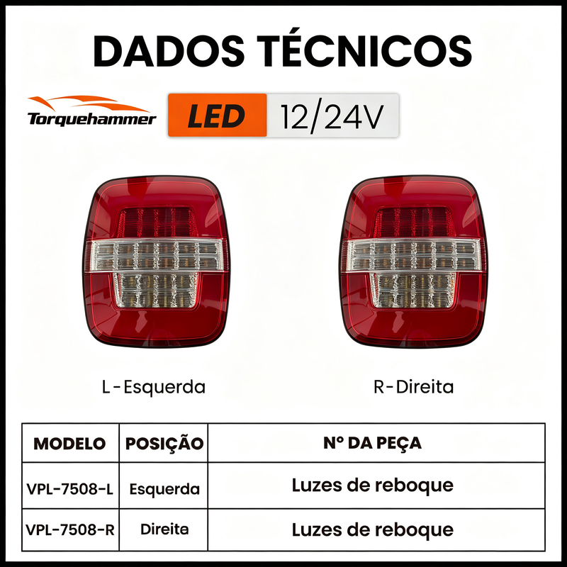 12V/24V通用LED卡车尾灯 IP65防水四功能一体Marmitão货车挂车刹车转向倒车示宽尾灯总成