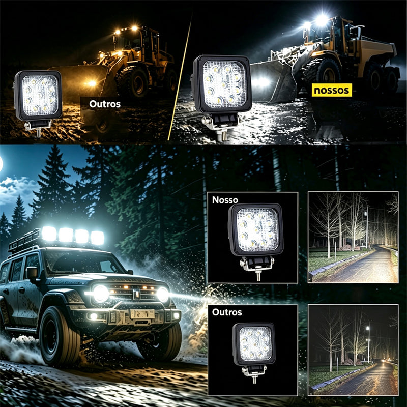 TORQUEHAMMER VPL-7313 2 件装 27W LED 辅助灯 3030LM 6000K 白光 IP67 防水防尘 9-50V 宽电压 180° 可调角度 越野/工程机械/卡车/拖拉机/叉车多场景适用