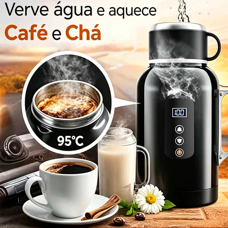1500ML 大容量车载电热水杯 12V/24V 通用 快速加热 三层保温防烫 烧水泡茶冲咖啡 长途自驾旅行必备