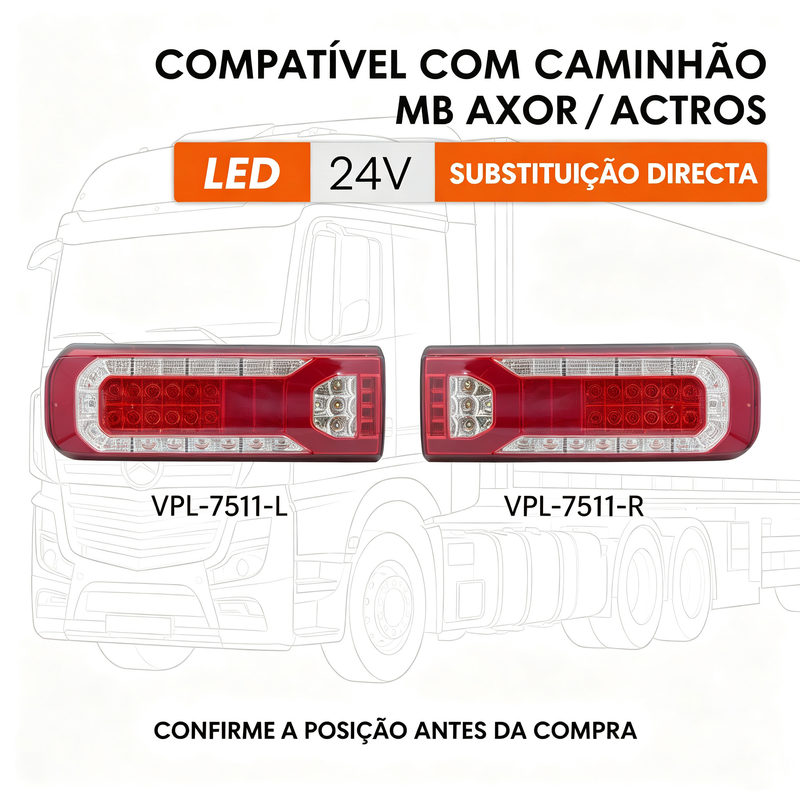 24V LED 奔驰 AXOR/ACTROS 卡车后尾灯 三合一高亮防水货车左右尾灯总成 VPL-7511