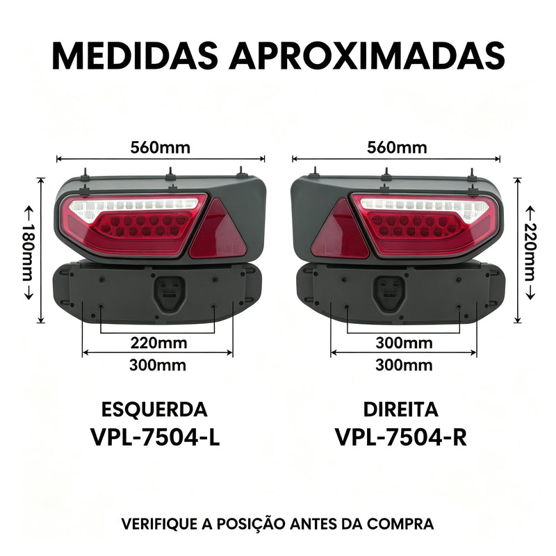 TORQUEHAMMER VPL-7504 挂车专用 LED 尾灯总成 左右分体设计 24V 高亮LED 防水防震 560mm 加宽光带 即插即用 半挂车/拖车/货柜车通用