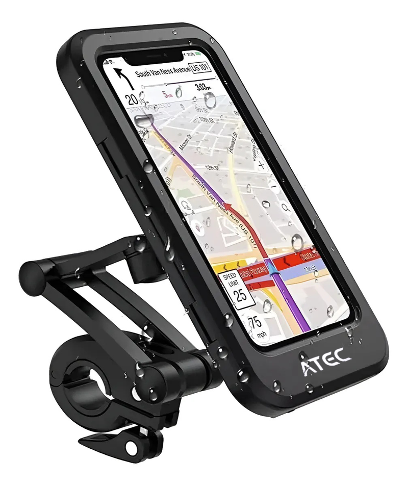 ATEC 磁吸防水摩托车手机支架 双密封防雨导航盒 360° 旋转通用电动车自行车手机架