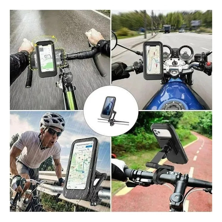 ATEC 磁吸防水摩托车手机支架 双密封防雨导航盒 360° 旋转通用电动车自行车手机架
