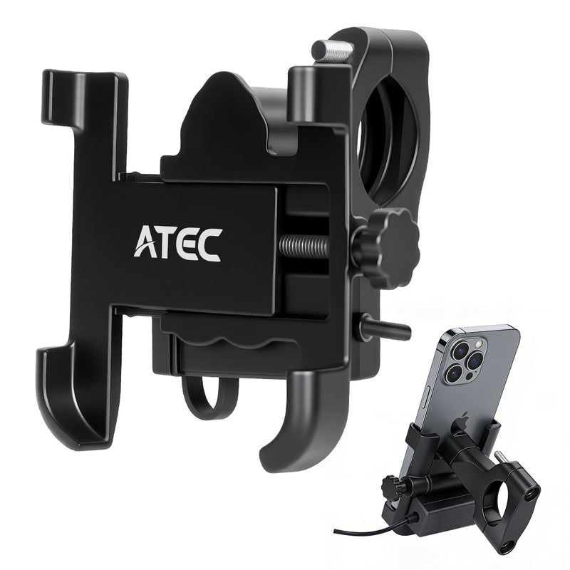 ATEC 摩托车手机支架 带 USB 快充 360° 可旋转电动车通用可调节导航固定架