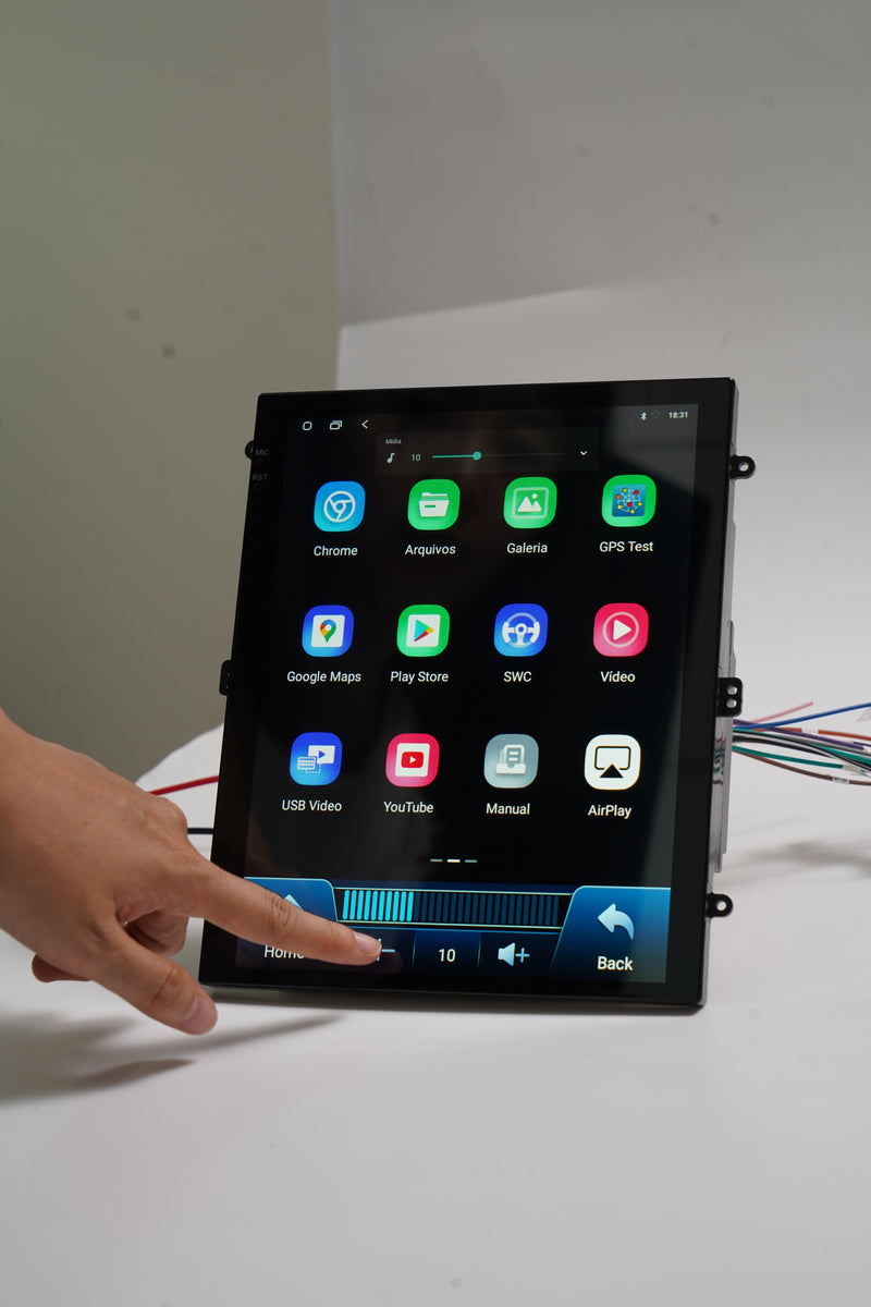 9.7 英寸 QLED 2.5D 车载多媒体导航一体机 VPL-1104 | 4 核 4G+64G，Android 14，无线 CarPlay/Android Auto，GPS 导航，5G WiFi 蓝牙 5.0，MirrorLink 手机镜像，AHD 倒车影像，DVR 行车记录，ANATEL 认证