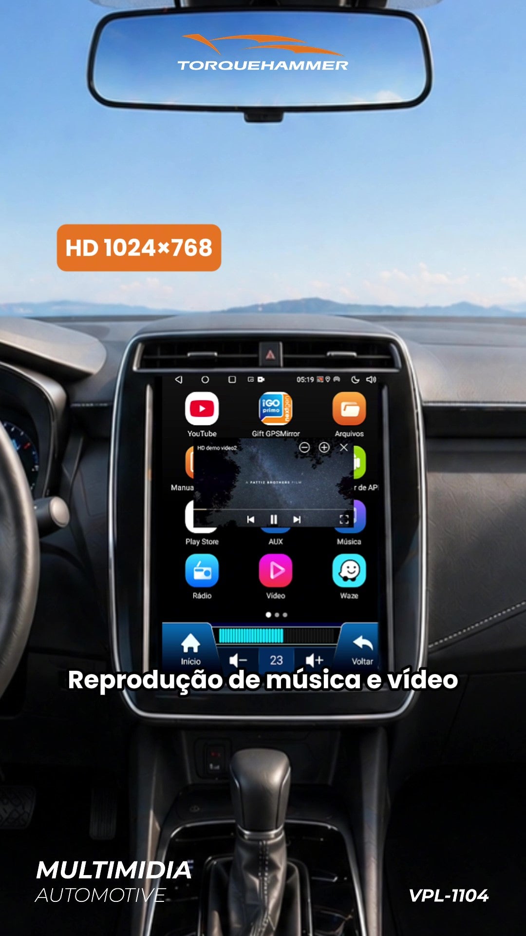 TORQUEHAMMER9.7 寸竖屏车载导航一体机 4G+64G 安卓 14 大屏车机 无线 CarPlay 中控导航