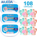 AILEDA 心形三腔洗衣凝珠 3 合 1/4 合 1 多香型浓缩留香洗衣珠 108颗，洗衣凝珠（3款混合）