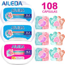AILEDA 心形三腔洗衣凝珠 3 合 1/4 合 1 多香型浓缩留香洗衣珠 108颗，洗衣凝珠（3款混合）