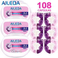 AILEDA 心形三腔洗衣凝珠 3 合 1/4 合 1 多香型浓缩留香洗衣珠 108颗，洗衣凝珠（3款混合）
