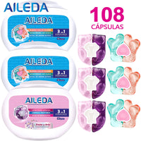 AILEDA 心形三腔洗衣凝珠 3 合 1/4 合 1 多香型浓缩留香洗衣珠 108颗，洗衣凝珠（3款混合）