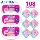 AILEDA 心形三腔洗衣凝珠 3 合 1/4 合 1 多香型浓缩留香洗衣珠 108颗，洗衣凝珠（3款混合）